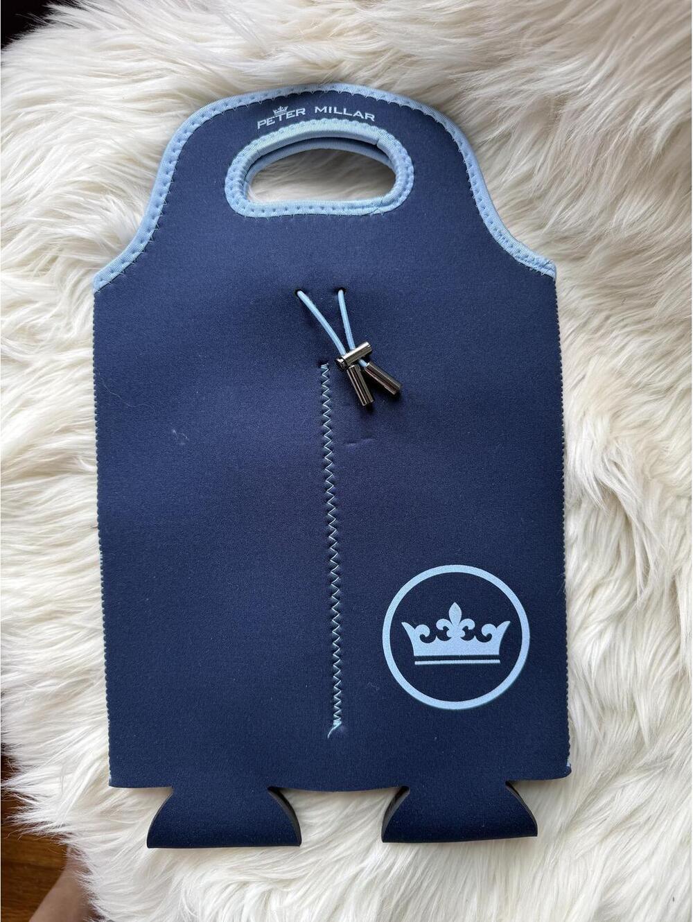 Peter Millar Navy Blue Neoprene Beverage Tote Bag